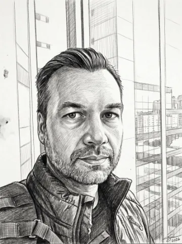 Pencil sketch of Nitai, founder of Managani