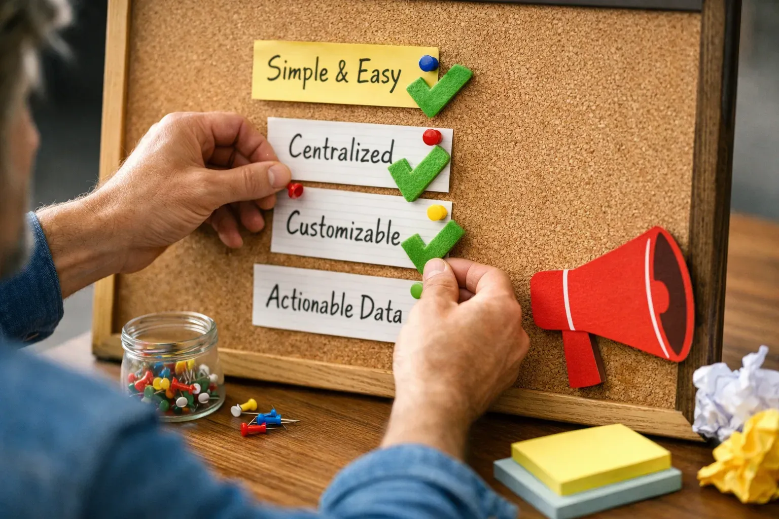 Editorial photograph illustrating What to look for in a startup feedback tool If you are evaluating a customer feedback management tool for a startup, keep the checklist simple. The best option usually has these t